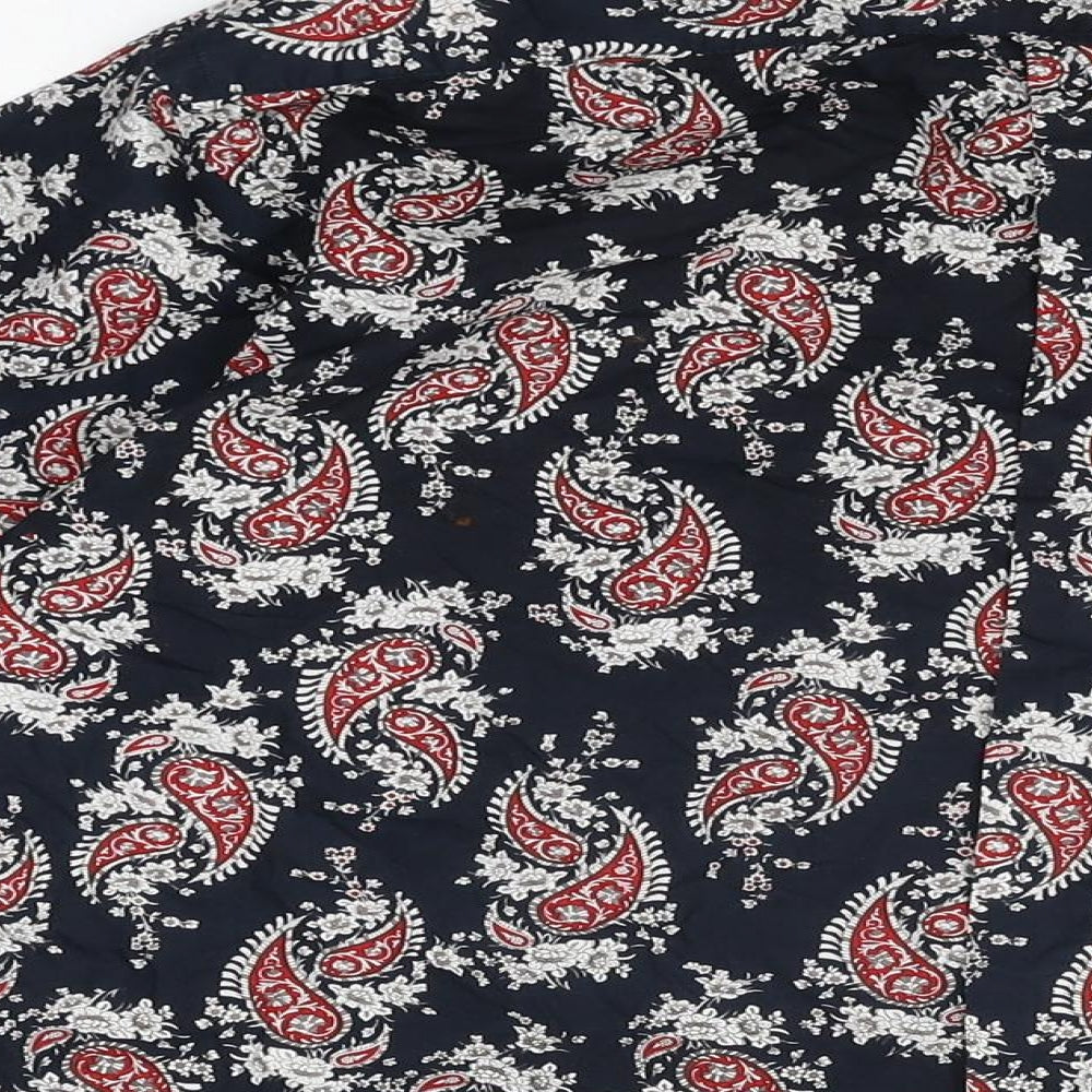 Relco Mens Blue Paisley Cotton Dress Shirt Size L Collared Button