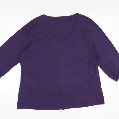 Debenhams Womens Purple Cotton Basic T-Shirt Size 22 Scoop Neck