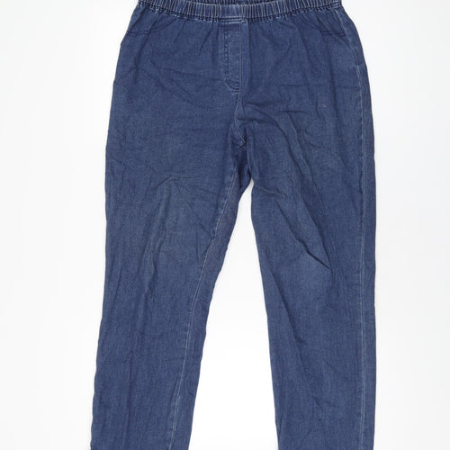 Cotton Traders Womens Blue Cotton Straight Jeans Size 16 L27 in Regular