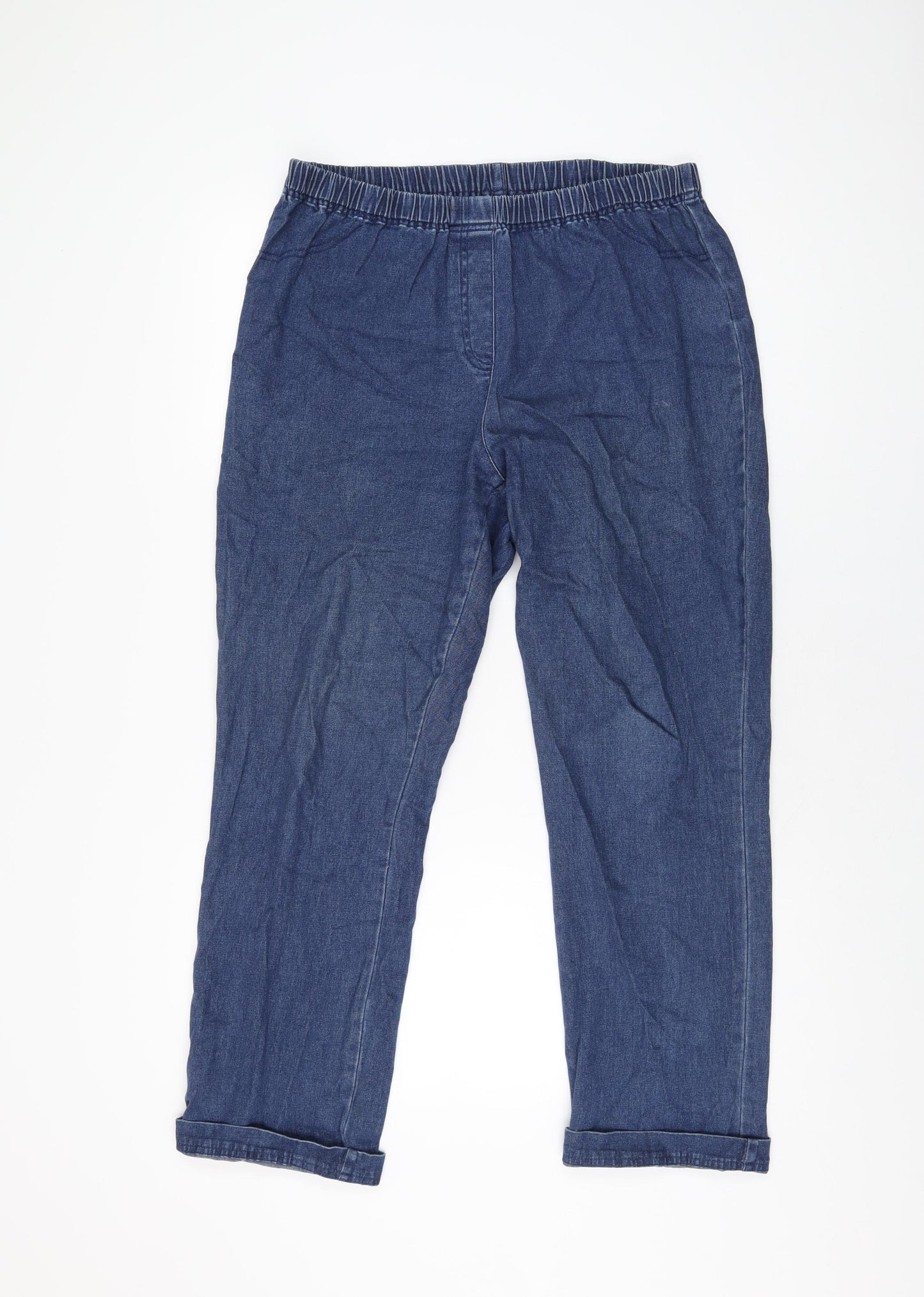 Cotton Traders Womens Blue Cotton Straight Jeans Size 16 L27 in Regular