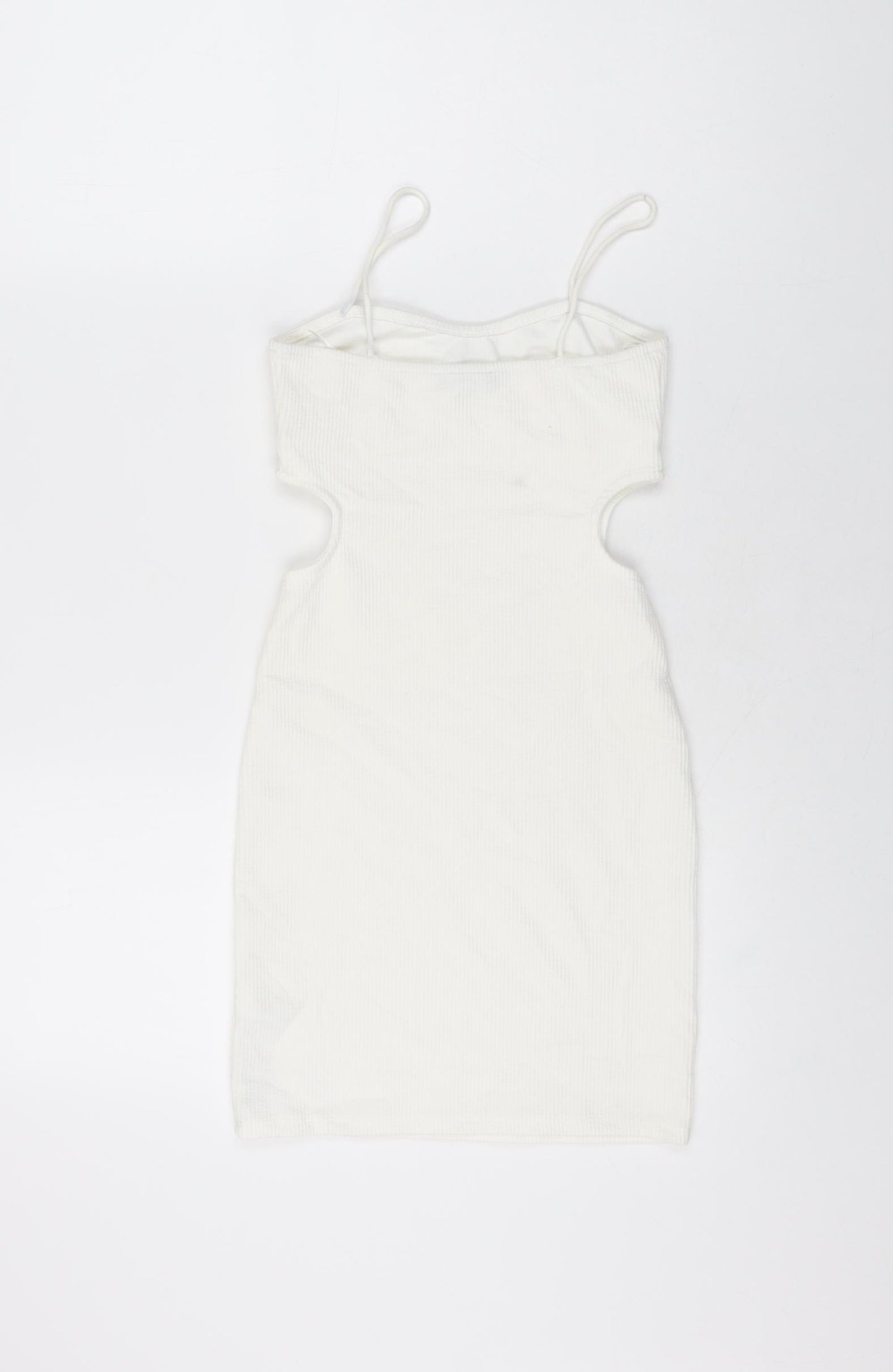 Bershka Womens White Polyester Mini Size S Sweetheart Pullover