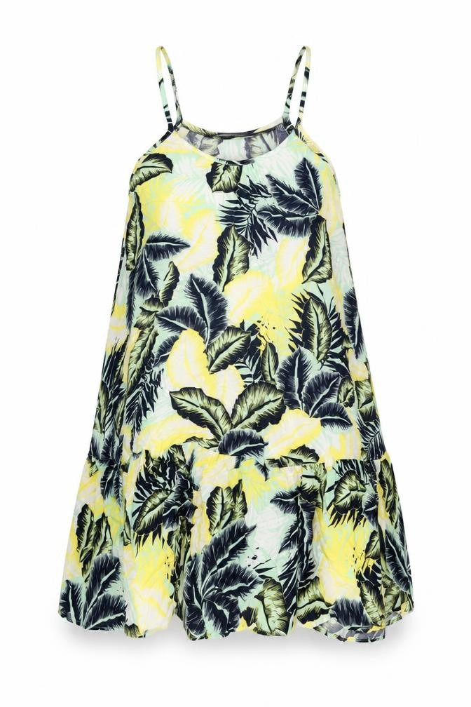 Front view of Marks & Spencer women’s multicoloured geometric viscose shift, size UK 10, scoop neck pullover