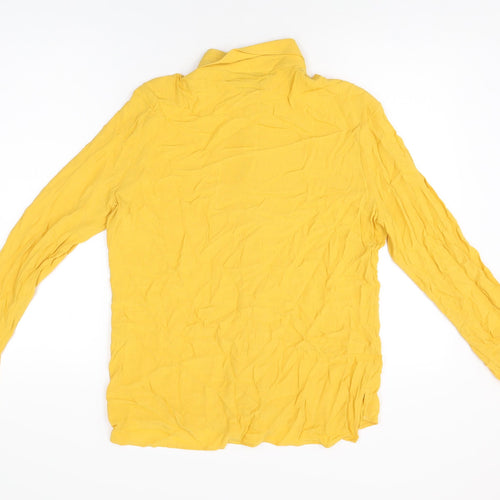 Marks and Spencer Womens Yellow Viscose Basic Button-Up Size 12 Collared