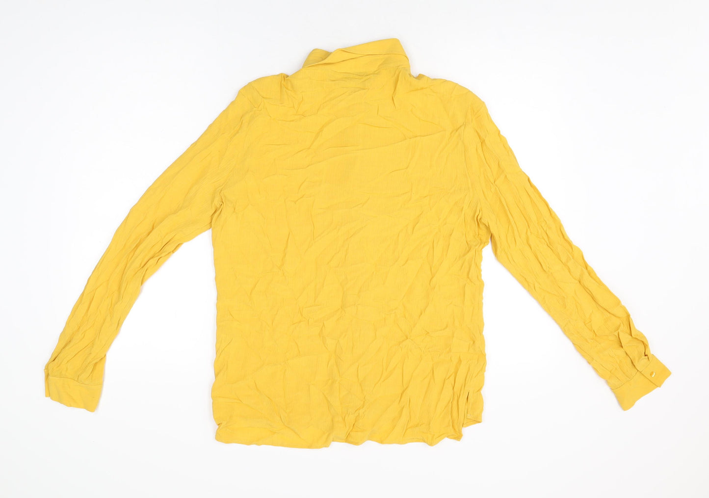 Marks and Spencer Womens Yellow Viscose Basic Button-Up Size 12 Collared
