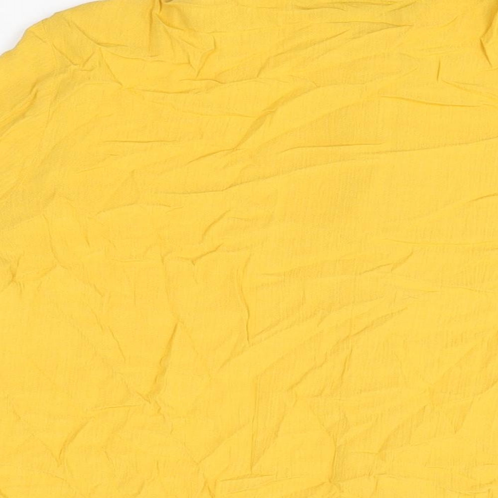 Marks and Spencer Womens Yellow Viscose Basic Button-Up Size 12 Collared