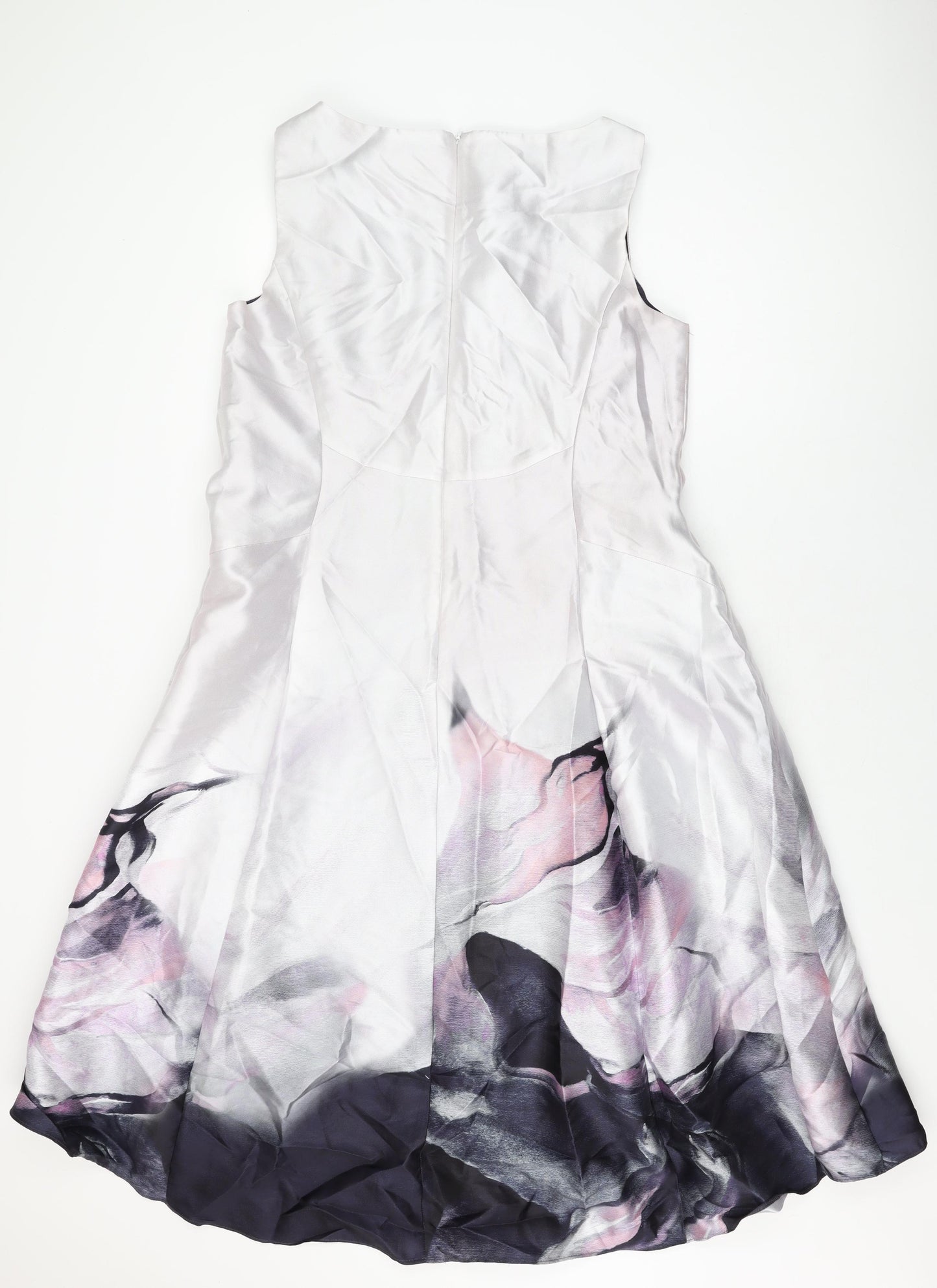 Roman Womens Purple Geometric Polyester A-Line Size 18 Round Neck Zip