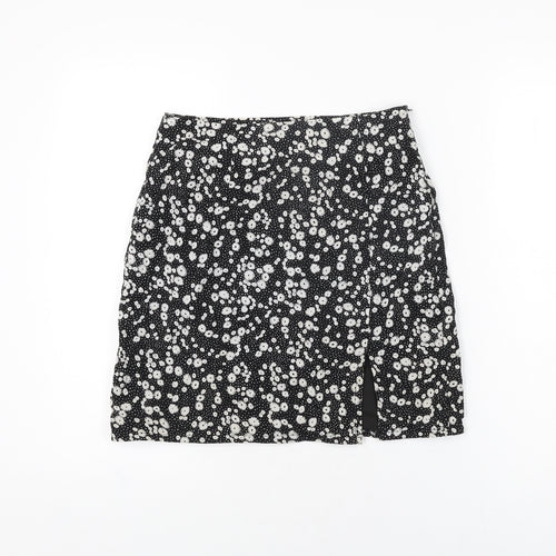 Daisy Street Womens Black Floral Polyester Mini Skirt Size 6 Zip