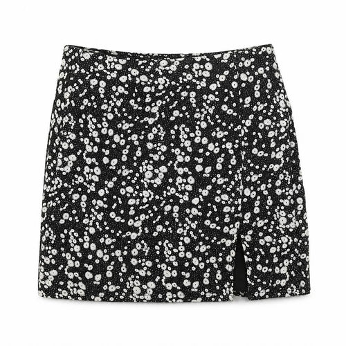 Daisy Street Womens Black Floral Polyester Mini Skirt Size 6 Zip