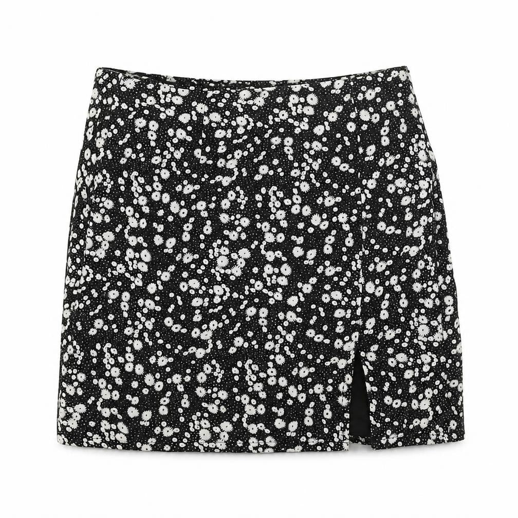 Daisy Street Womens Black Floral Polyester Mini Skirt Size 6 Zip