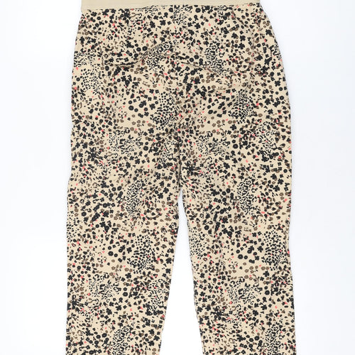 Marks and Spencer Womens Ivory Floral Polyester Capri Trousers Size 10 L21.5 in Regular Zip