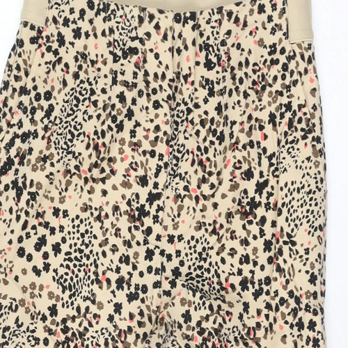 Marks and Spencer Womens Ivory Floral Polyester Capri Trousers Size 10 L21.5 in Regular Zip