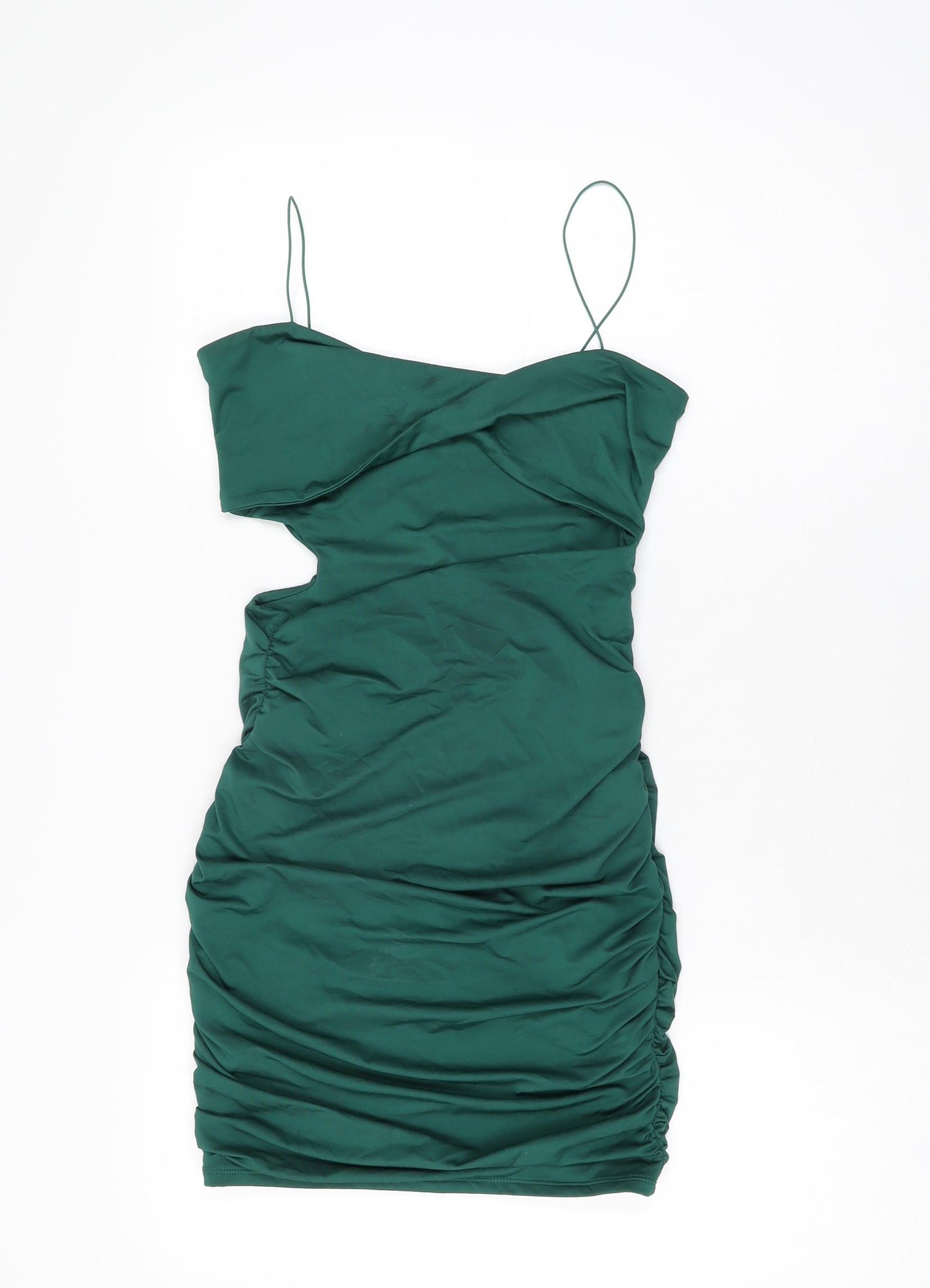 Oh Polly Womens Green Polyester Mini Size 8 V-Neck Pullover