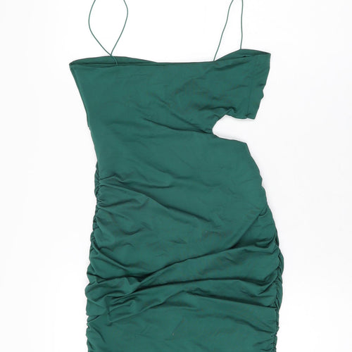 Oh Polly Womens Green Polyester Mini Size 8 V-Neck Pullover