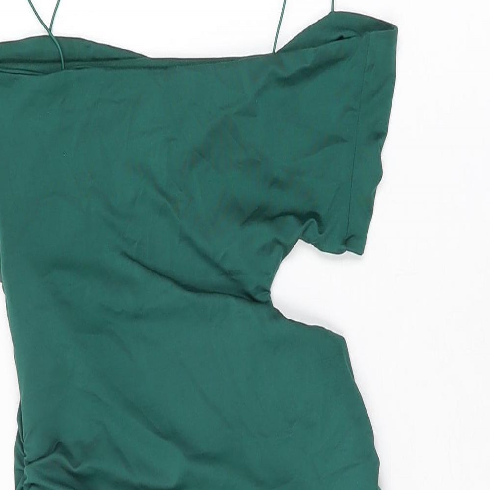 Oh Polly Womens Green Polyester Mini Size 8 V-Neck Pullover