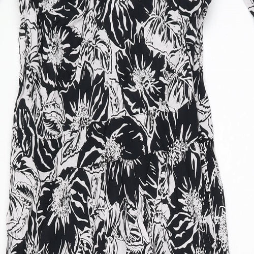 Neon Rose Womens Black Floral Viscose Jumpsuit One-Piece Size 10 L28 in Zip