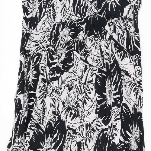 Neon Rose Womens Black Floral Viscose Jumpsuit One-Piece Size 10 L28 in Zip