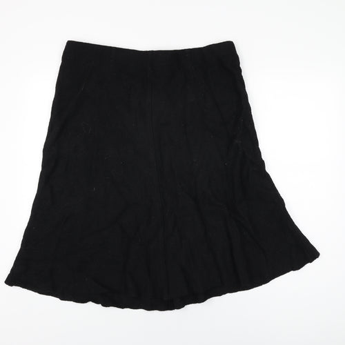 Laura Ashley Womens Black Wool Flare Skirt Size 18 Zip