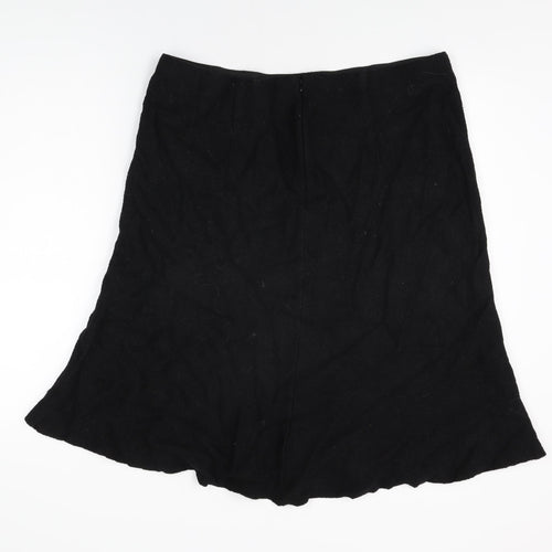 Laura Ashley Womens Black Wool Flare Skirt Size 18 Zip