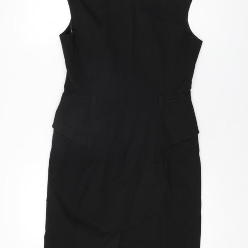 NEXT Womens Black Polyester Bodycon Size 10 V-Neck Zip