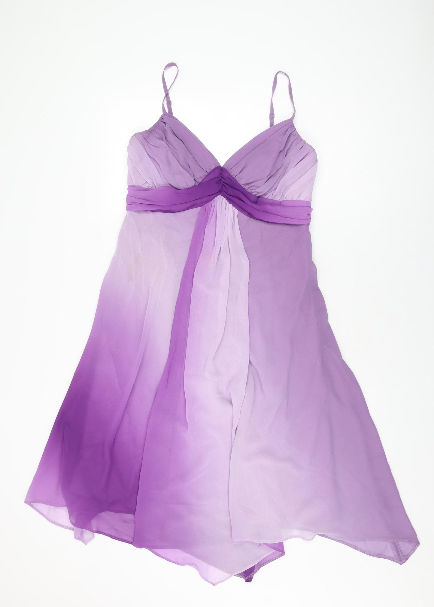 Debut Womens Purple Polyester A-Line Size 12 V-Neck Zip