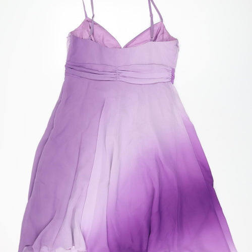 Debut Womens Purple Polyester A-Line Size 12 V-Neck Zip