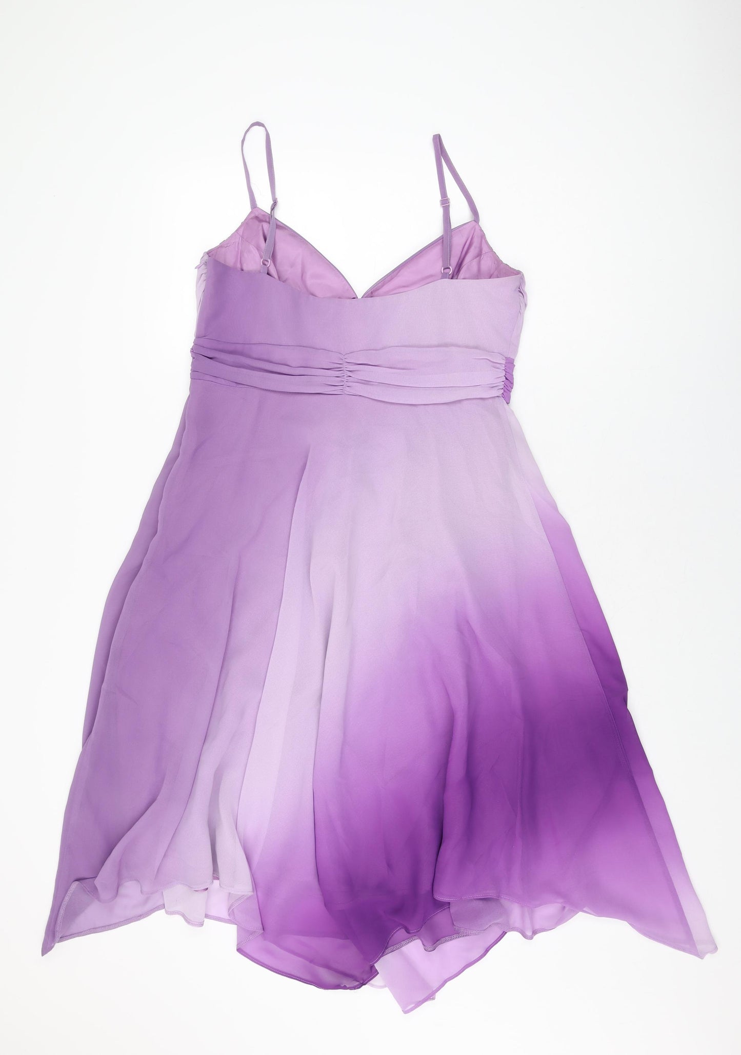 Debut Womens Purple Polyester A-Line Size 12 V-Neck Zip