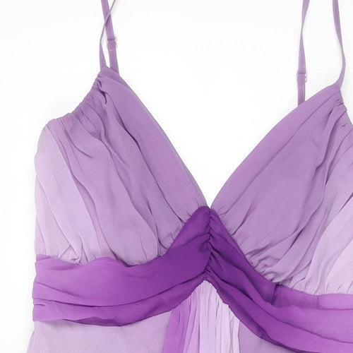 Debut Womens Purple Polyester A-Line Size 12 V-Neck Zip