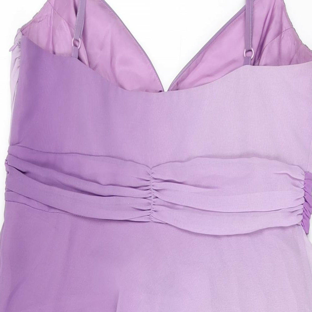 Debut Womens Purple Polyester A-Line Size 12 V-Neck Zip