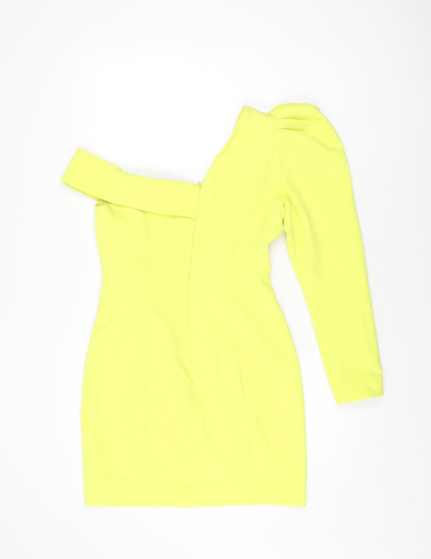 Lavish Alice Womens Yellow Polyester Mini Size 10 One Shoulder Zip
