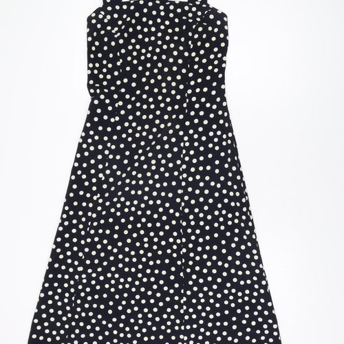 Principles Womens Blue Polka Dot Polyester A-Line Size 10 Square Neck Zip