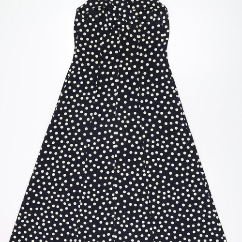 Principles Womens Blue Polka Dot Polyester A-Line Size 10 Square Neck Zip