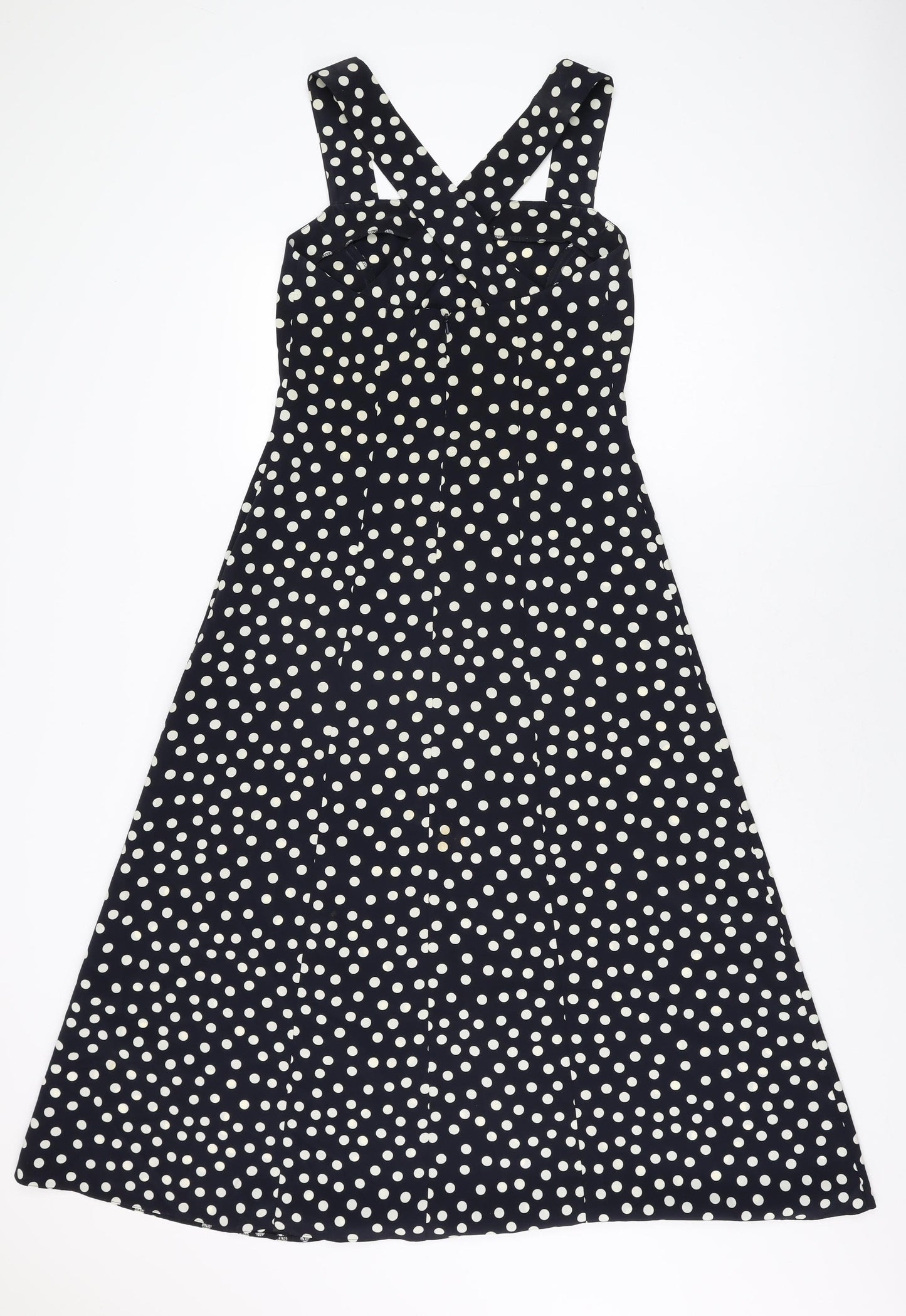 Principles Womens Blue Polka Dot Polyester A-Line Size 10 Square Neck Zip