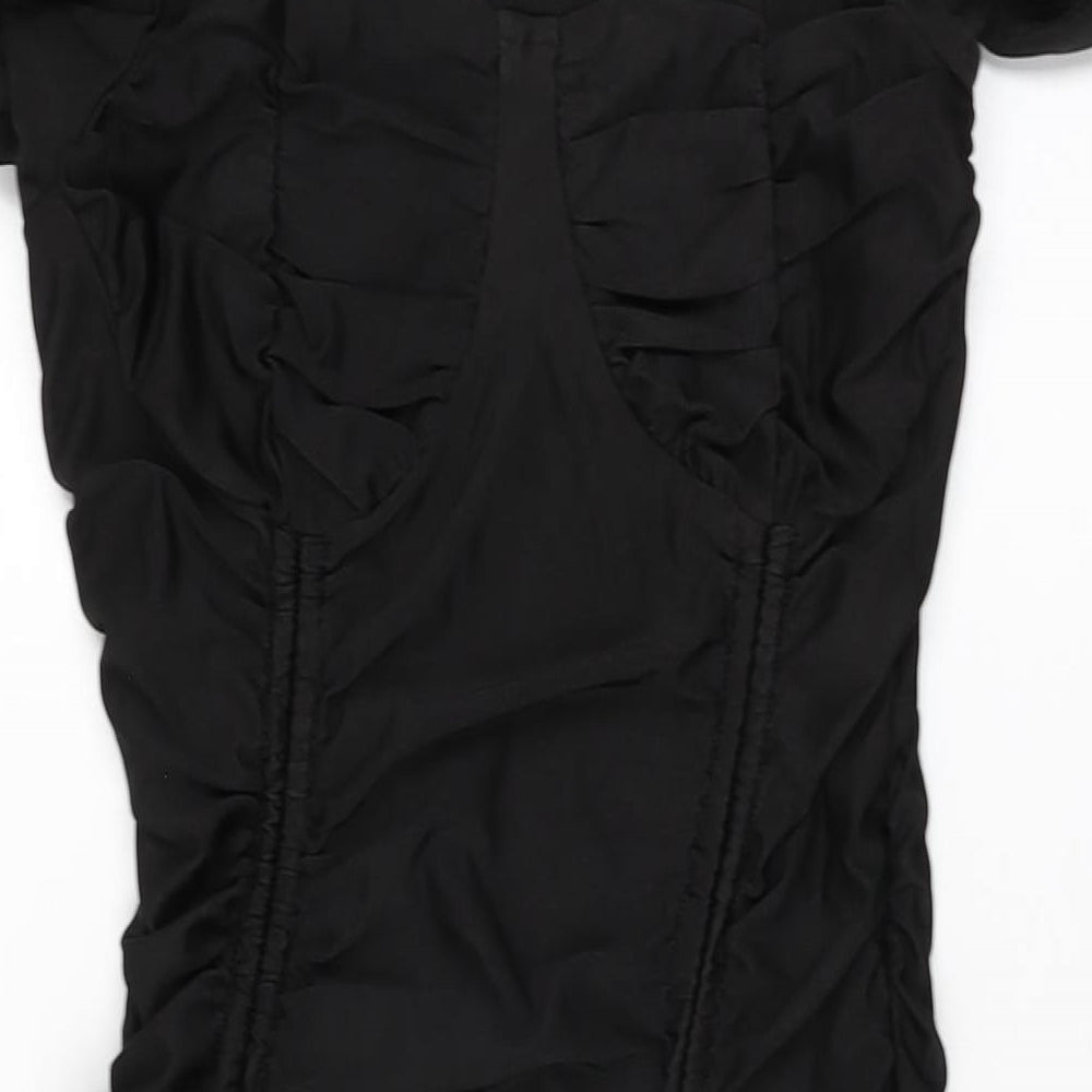 Parisian Womens Black Polyester Bodycon Size 12 Off the Shoulder Drawstring