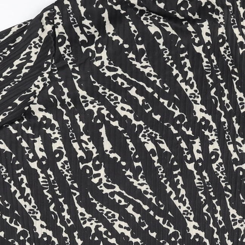 River Island Womens Black Geometric Polyester Basic Button-Up Size 14 Collared