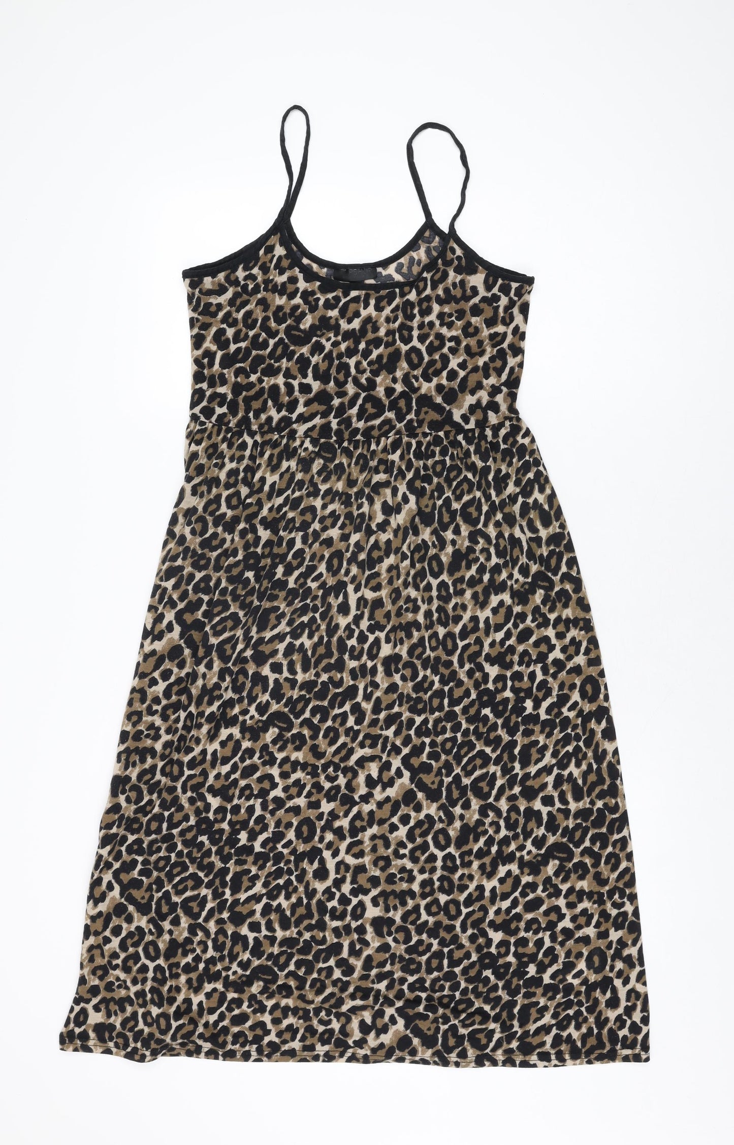 Topshop Womens Brown Animal Print Polyester Shift Size 10 Scoop Neck Pullover