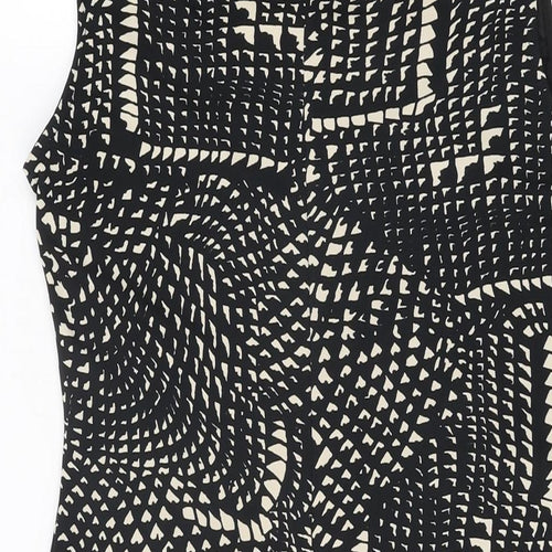 NEXT Womens Black Geometric Polyester Bodycon Size 12 Round Neck Button