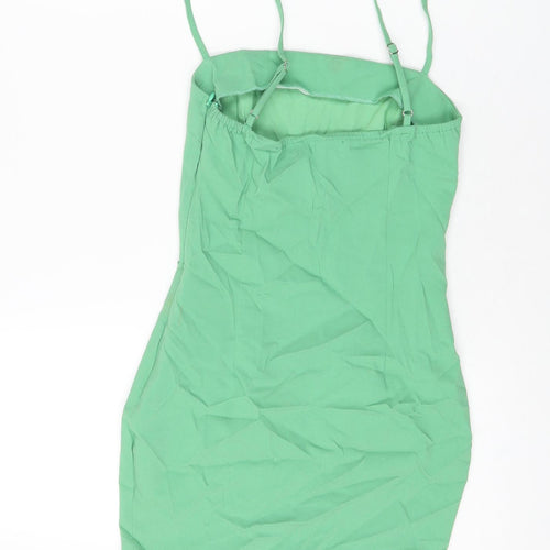 Motel Womens Green Rayon Mini Size XS Square Neck Zip