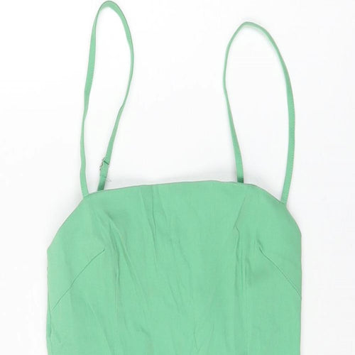 Motel Womens Green Rayon Mini Size XS Square Neck Zip