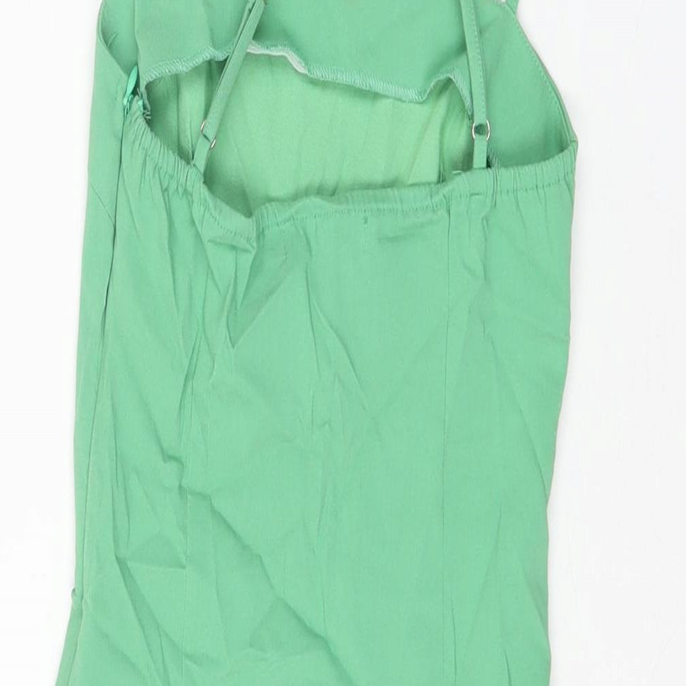 Motel Womens Green Rayon Mini Size XS Square Neck Zip