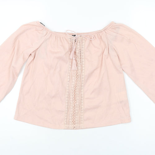 H&M Womens Pink Polyester Basic T-Shirt Size S Off the Shoulder