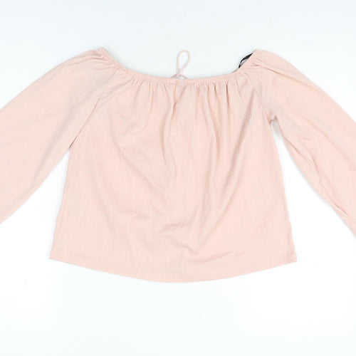 H&M Womens Pink Polyester Basic T-Shirt Size S Off the Shoulder