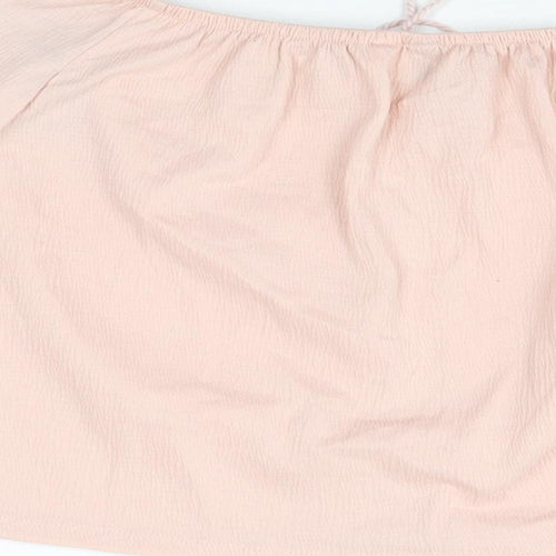 H&M Womens Pink Polyester Basic T-Shirt Size S Off the Shoulder