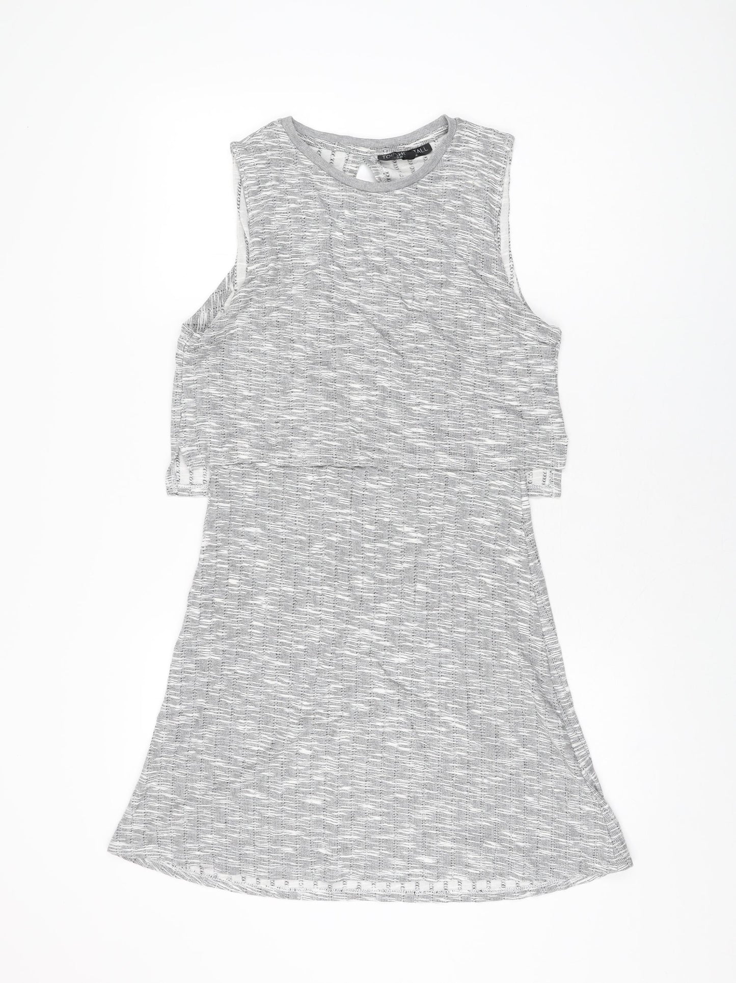Topshop Womens Grey Polyester Skater Dress Size 12 Round Neck Pullover