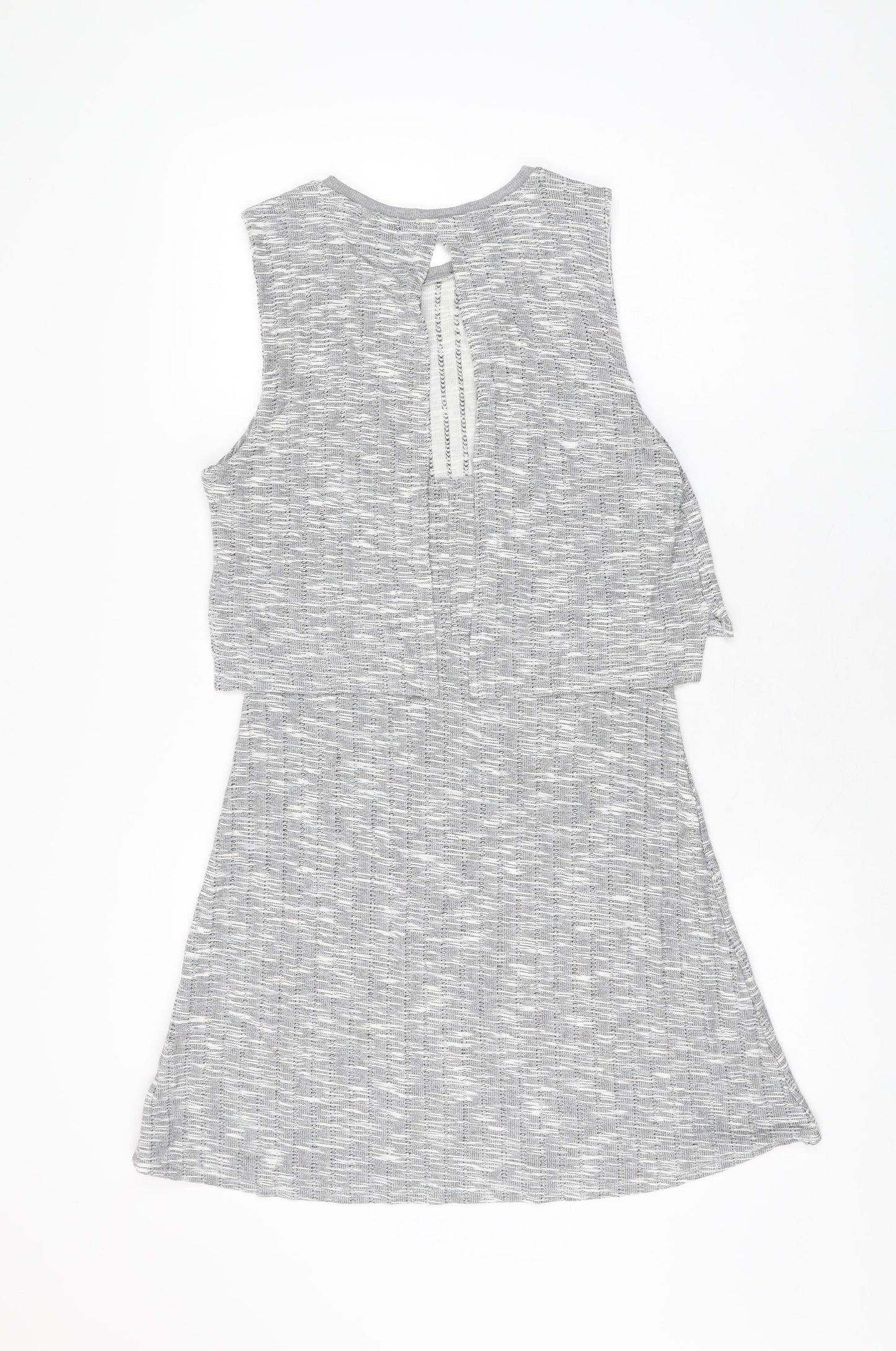 Topshop Womens Grey Polyester Skater Dress Size 12 Round Neck Pullover