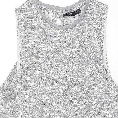 Topshop Womens Grey Polyester Skater Dress Size 12 Round Neck Pullover