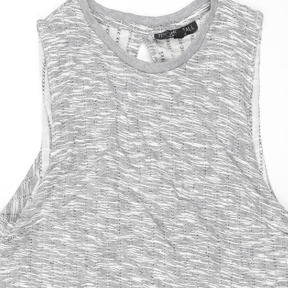 Topshop Womens Grey Polyester Skater Dress Size 12 Round Neck Pullover