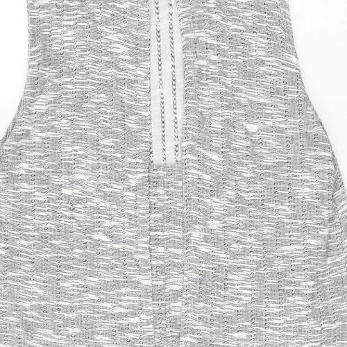 Topshop Womens Grey Polyester Skater Dress Size 12 Round Neck Pullover