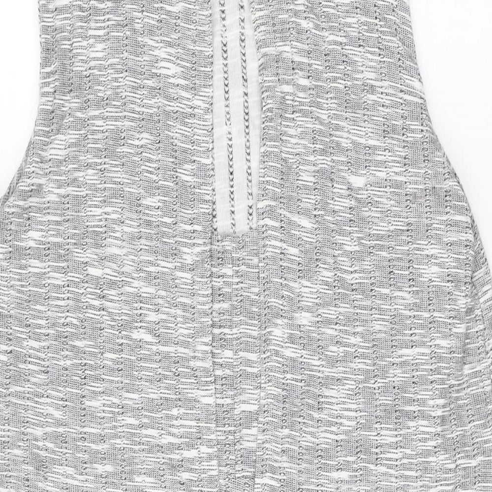 Topshop Womens Grey Polyester Skater Dress Size 12 Round Neck Pullover