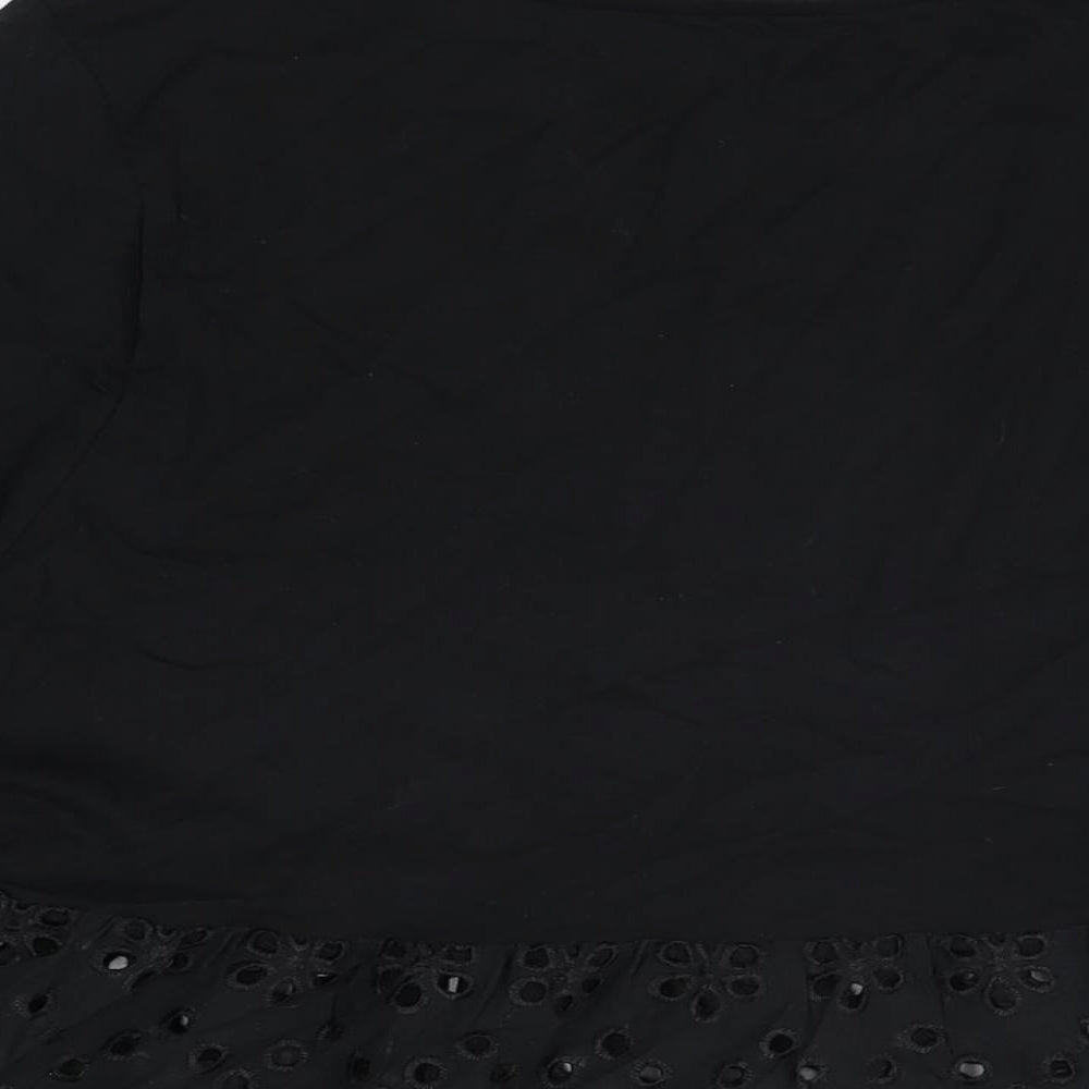 Pep&Co Womens Black Cotton Basic T-Shirt Size 22 Round Neck