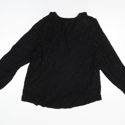 The White Company Womens Black Polka Dot Polyester Basic Blouse Size 10 V-Neck